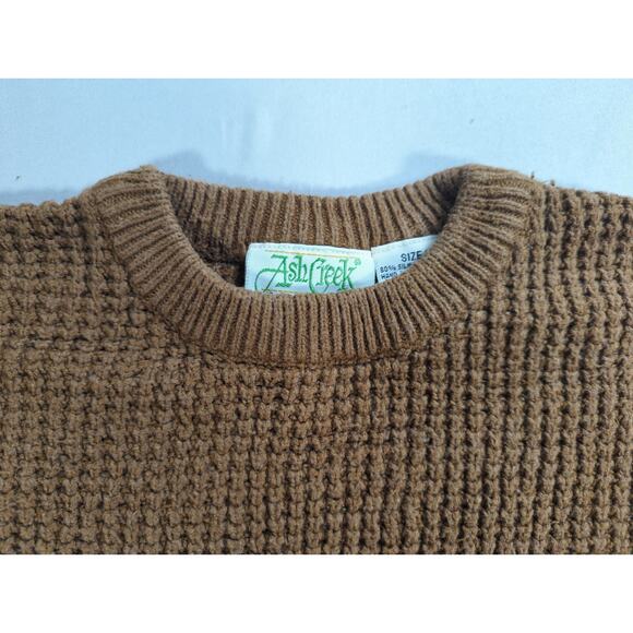 VTG Ash Creek Trading M Brown Silk Cotton Knit Sweater Textured Pullover - Picture 5 of 9